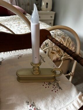 Gold Candle Holder with White LED Taper - Home Accents